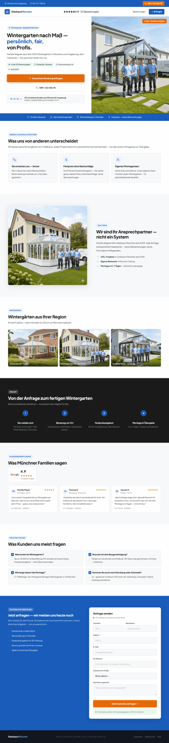 PerfektWintergarten München Landing Page