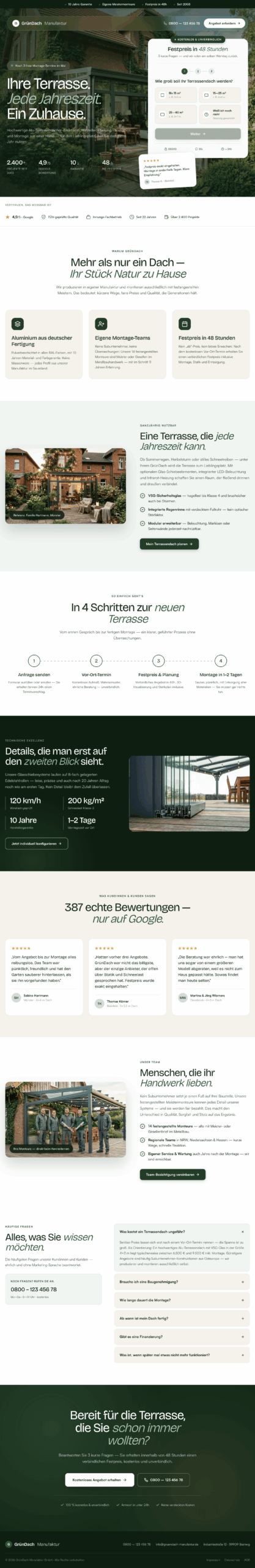 GrünDach Manufaktur Landing Page